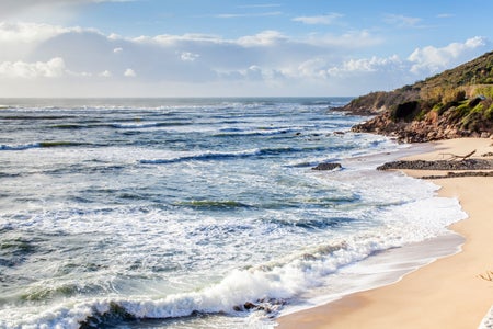 Waves washing over a beach.