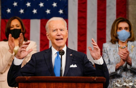 U.S. president Joe Biden addresses a joint session of Congress.